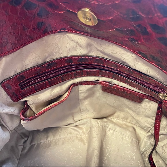 Michael Kors Red Python Embossed Large Hamilton Bag with Matching Wallet. - Picture 12 of 13